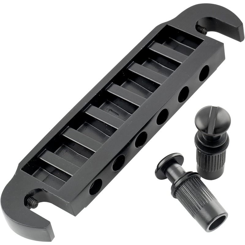 Wilkinson M Series 52mm 23 64 inch String Spacing Preset Wraparound Bridge for Les Paul SG Junior Special Style Electric Guitar Black, Guitar Bridge Replacement, Guitar Hardware Upgrade, Vintage Guitar Parts, Wraparound Design, Durable Metal Bridge