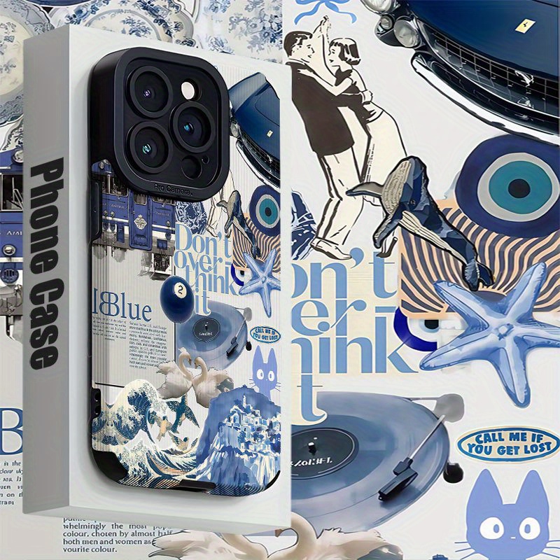 TEMU Telefoonhoesje: Art Collage Synthetisch Leren Hoesje voor iPhone 16/16 Plus/16 Pro/16 Pro Max/iPhone Plus/15 Pro/15 Pro Max/iPhone 14/14 Plus/14