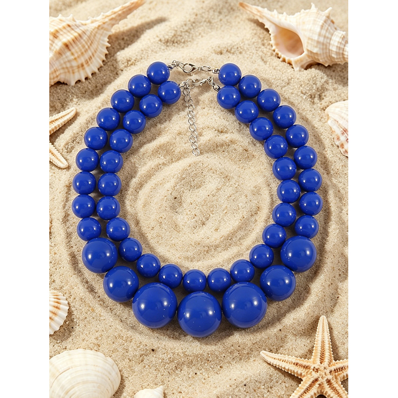 2pc Bohemian Acrylic Round Geometric Necklace Set, Summer