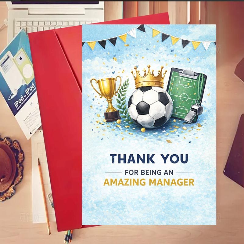 TEMU 1 Greeting Card + 1 Envelope 1pc Thank You Card For Football Team To Gratitude To Their Wonderful Manager Ideal For Or