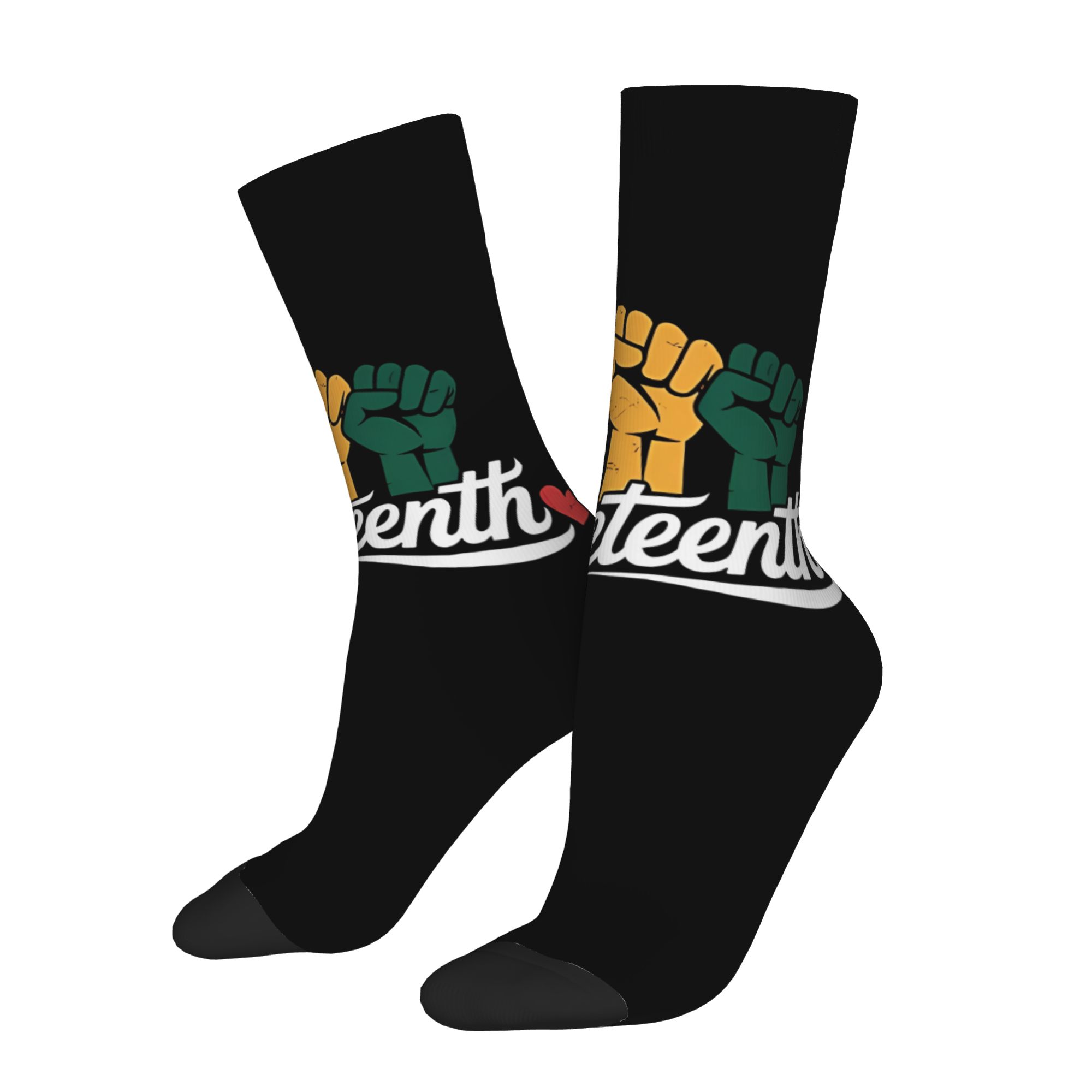 TEMU 1 Pair Men' & Women' Juneteenth 1865 Day Socks - Retro African Harajuku Hip Hop Crew Socks With 19th, Novelty Historical Gift For Juneteenth,