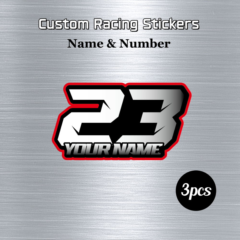 TEMU Personalized Custom Racing Number Stickers, High Quality Name Decals, 3pcs, Race Car Graphics, Car Decoration, Vehicle Identification,