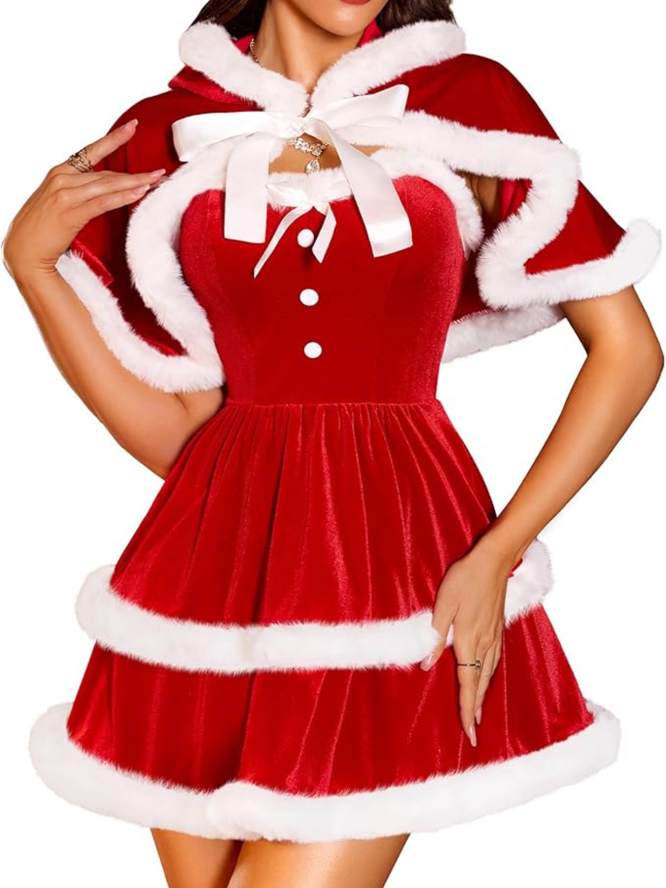 Lianyaoshi * 2025 Christmas Clothing European and American Shawl Cape Santa  Claus Christmas Dress Princess Dress Christmas Style Dress * *