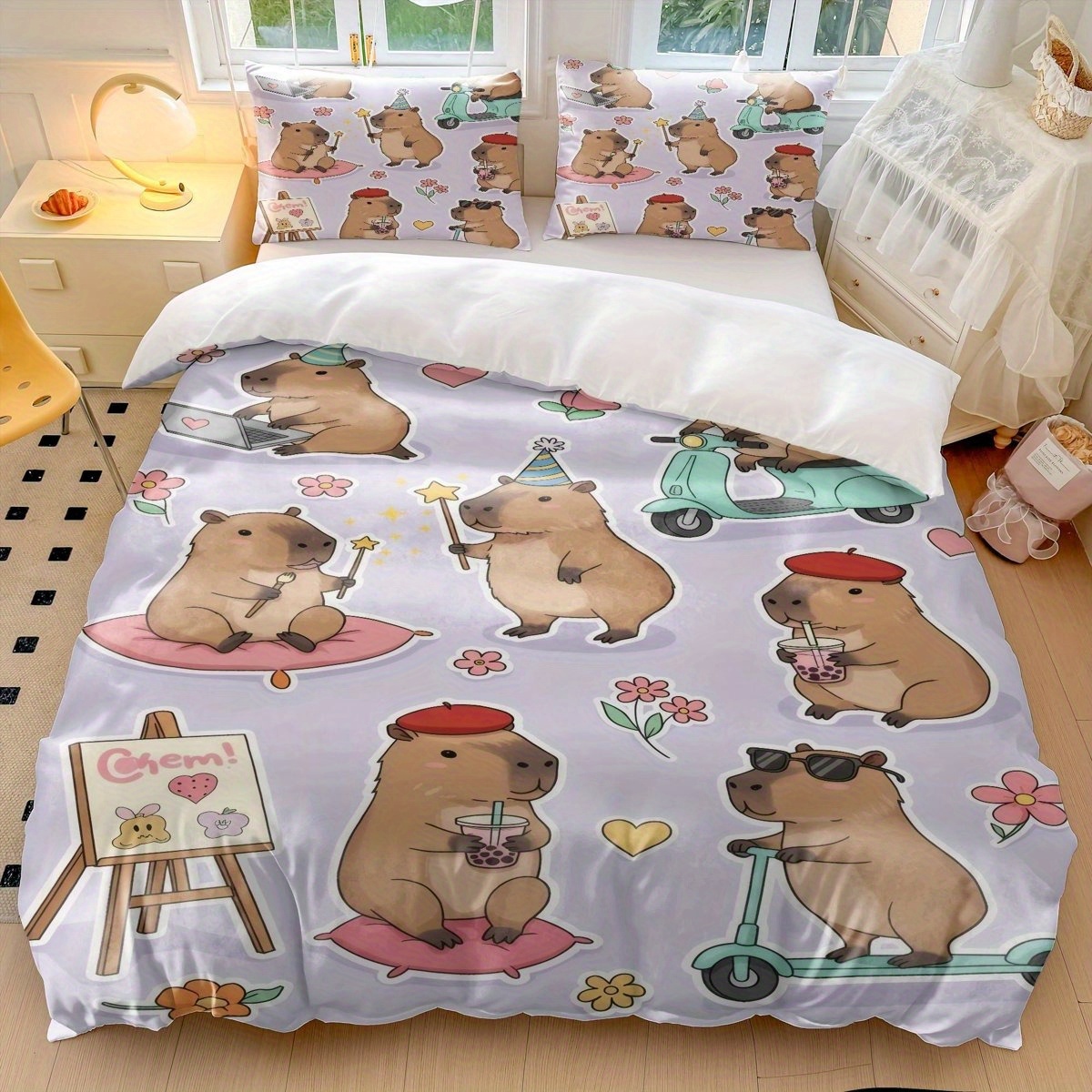Baby deken capybara flanel fleece deken enkele deken pluizige zachte warme bed gooien, dekens voor enkele bedden passen het hele seizoen, dekens voor kinderen 130 x 150 cm