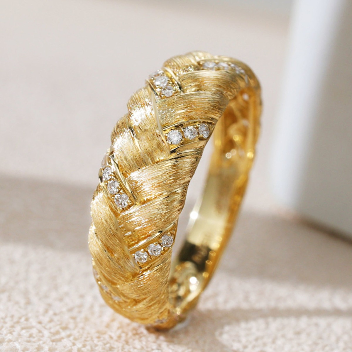 Minimalist Dainty Textured Weave Twist Stackable Ring