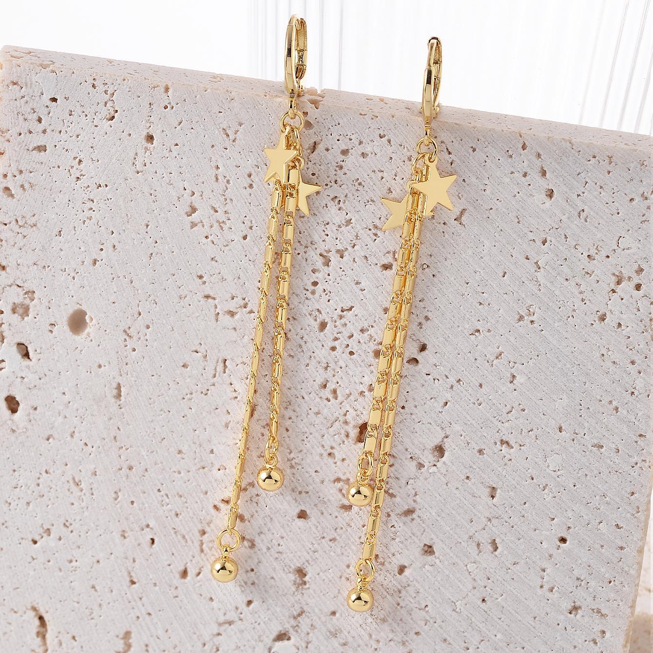 Women's Star Tassel Pendant Earrings, Everyday Glam