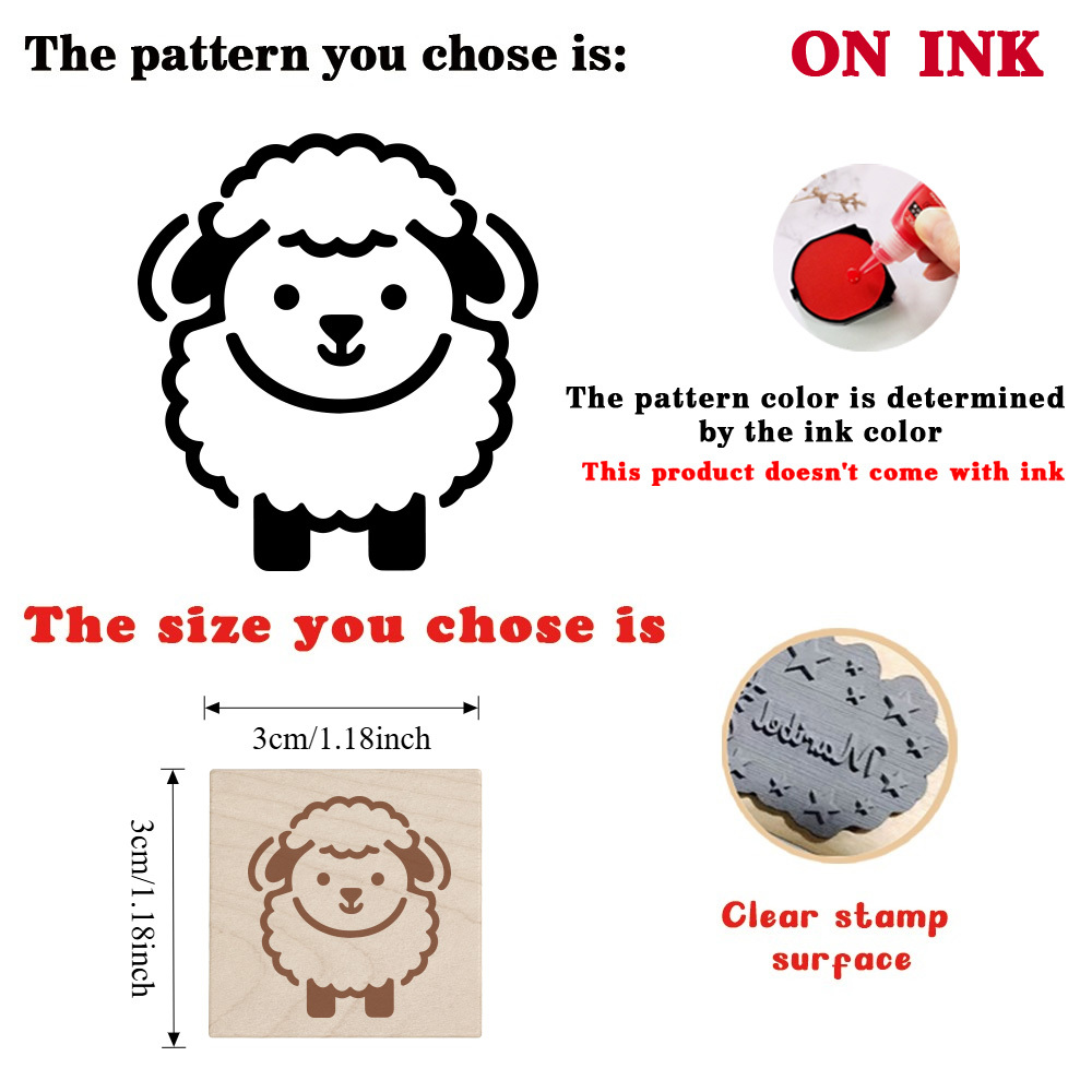Vintage Zodiac Little Sheep Wooden Rubber Stamp for Planners