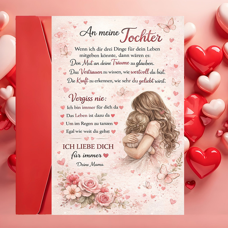 A Greeting Card For Mothers To Daughters, Ideal For Birthdays, Anniversaries, To Care. A Thoughtful Present For Moms That Conveys Love And Support, Including An Envelope And Card
