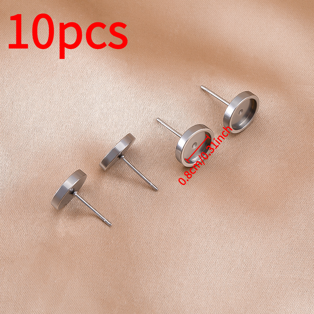 10pcs Stylish Basic Stainless Steel Disc Stud Earrings For Earrings Jewelry Making Supplies Additions