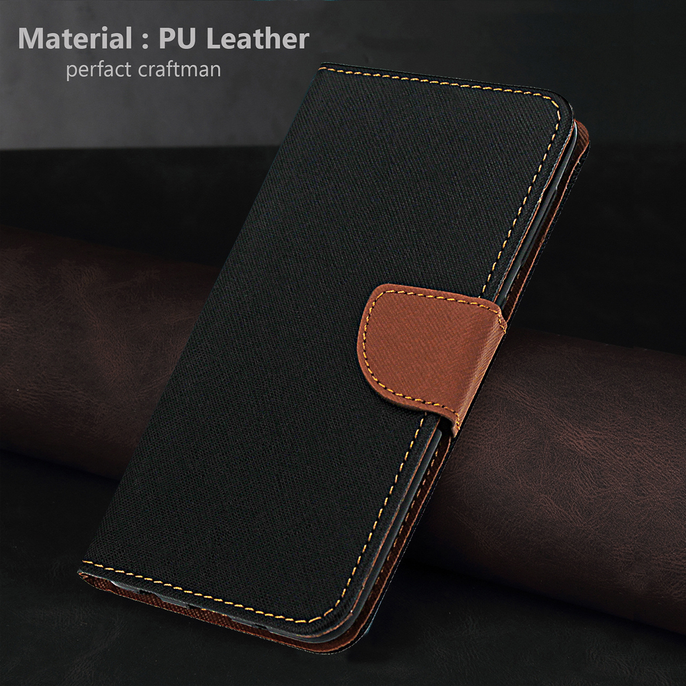 Phone Wallet Case for LG K20 K22 K30 K40 LG V40 V50 V60 G8 ThinQ Black  PU Leather Case [Magnet] [Bracket Function] [Card Slot] Classic Fl