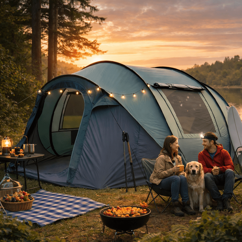 4-Person All-Season Instant -Up Tent with Quick Setup, Spacious Round Camping Tent Suitable for, Lightweight Portable Outdoor Shelter with Mesh Ventilation & Mosquito Proof for &, Durable for Car Camping, Picnics, Year-Round