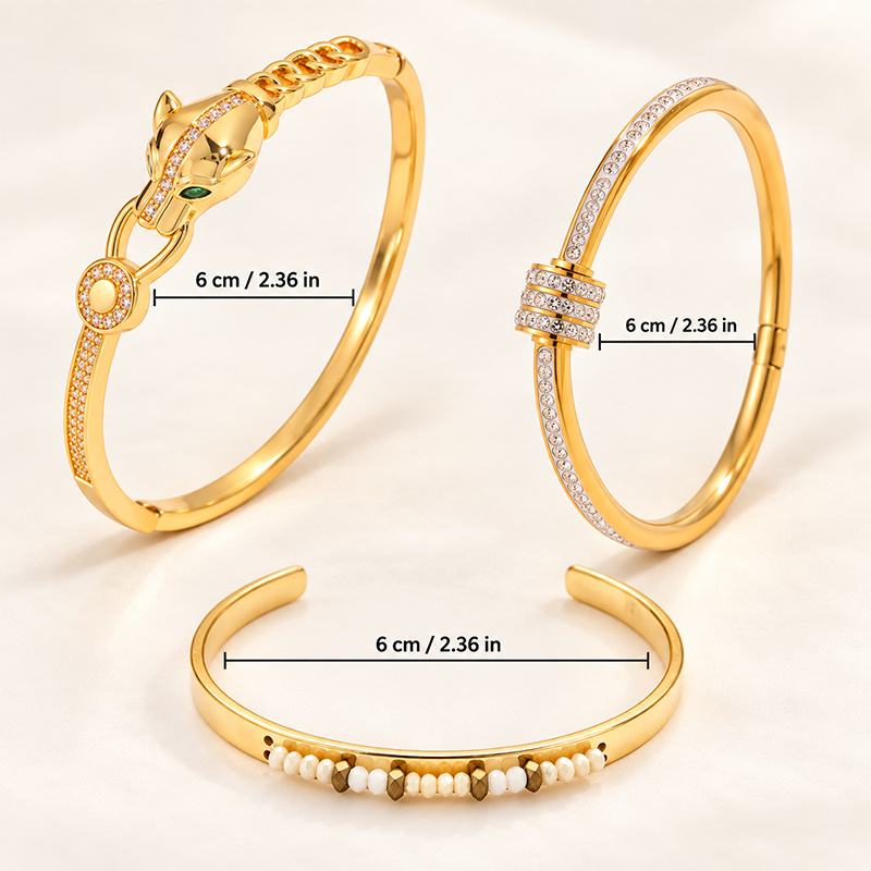 Statement Stackable Bangle Collection, Panther Head & Mixed Beaded Cuff