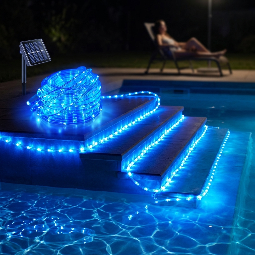 TEMU Outdoor Solar Led String Lights, Flexible Fairy Lights For Pool, Fountain, Wedding Decor 105/72/40/23ft, 300/200/100/50leds