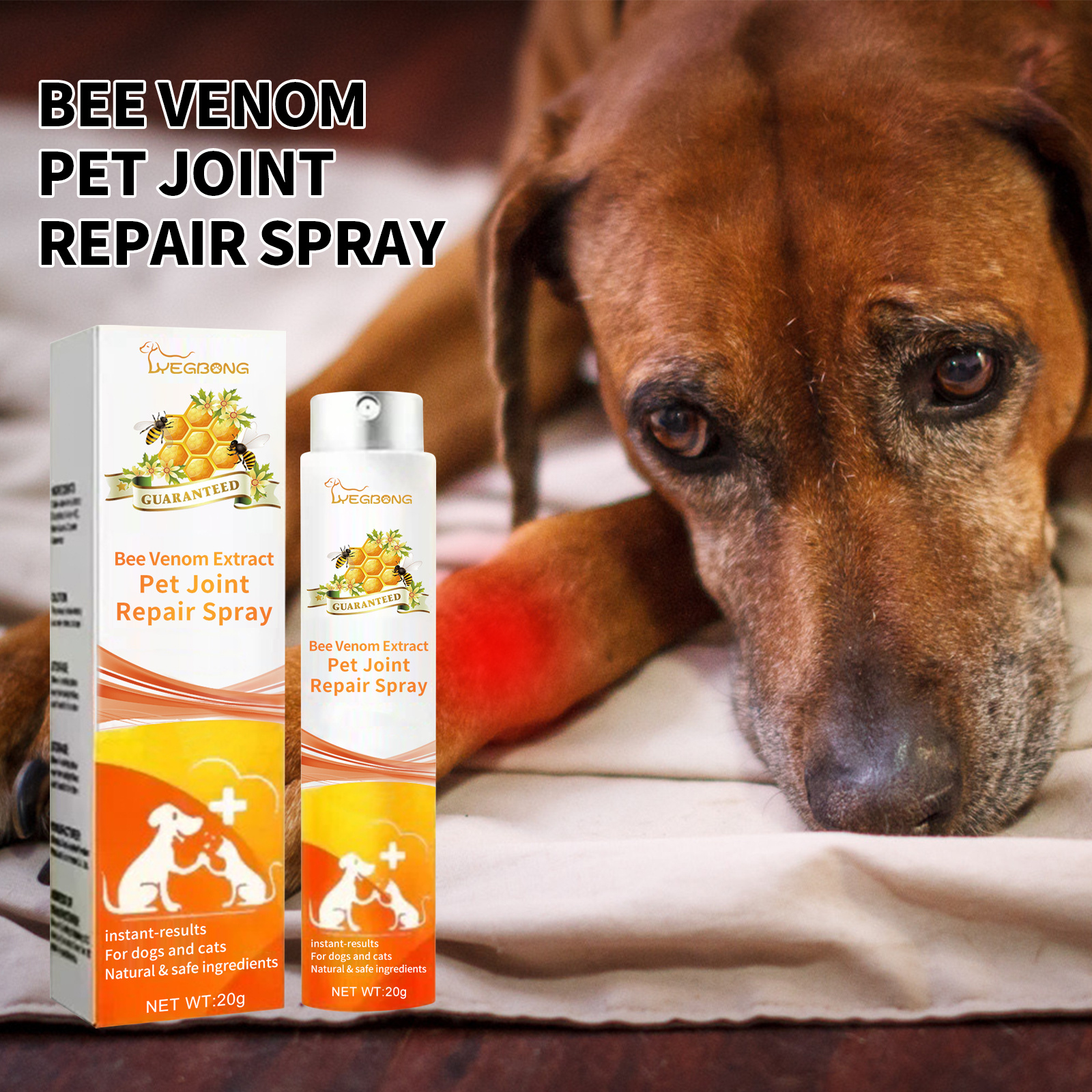 20G Pet-Specific Joint Care Spray, Gentle Topical Spray, Easy And Convenient to Use, Helps Flexible Joints, Enhances Mobility, Suitable for Cats And Dogs And Other Pets, Home Long-Term Care, Caring for Pet Bone And Joint Health, Without Battery
