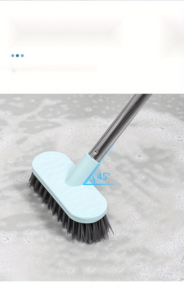 1pc floor scrub brush with long handle hard bristles plastic material ideal for bathroom and carpet cleaning details 3