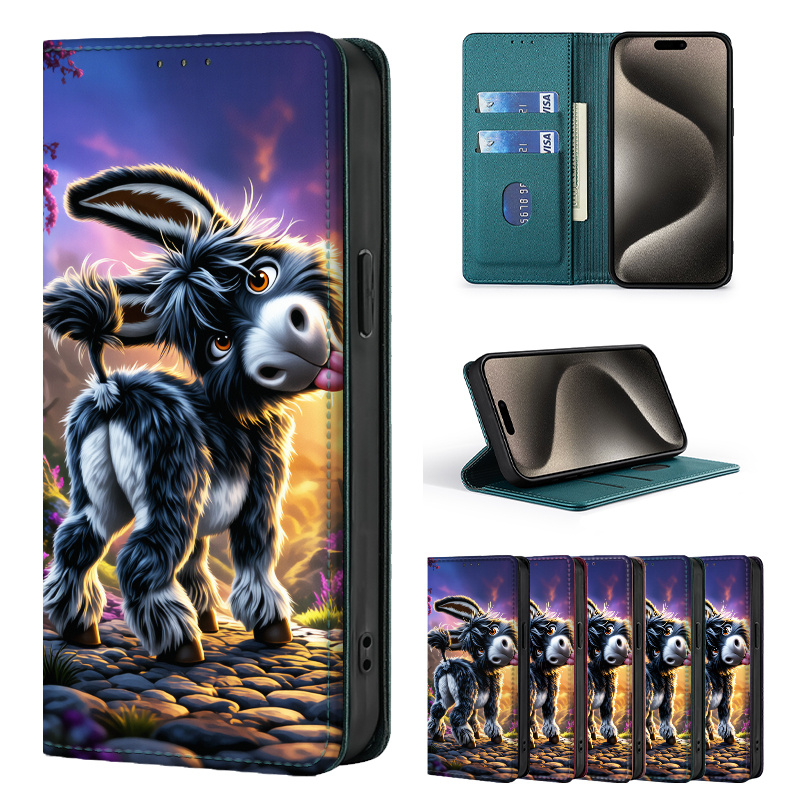 TEMU Phone Case - Colorful Painted Double-fold Edge, Faux Leather Flip Cover Creative Phone Case With Card Slot Anti-theft Stand Wallet, For Xiaomi