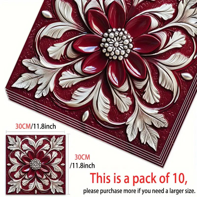 TEMU 10pcs Of Pure And Flawless Themed Pvc Floor Stickers, Perfect For Decorating Of Homes, Bedrooms, Living Rooms, And Kitchens, A Stylish And
