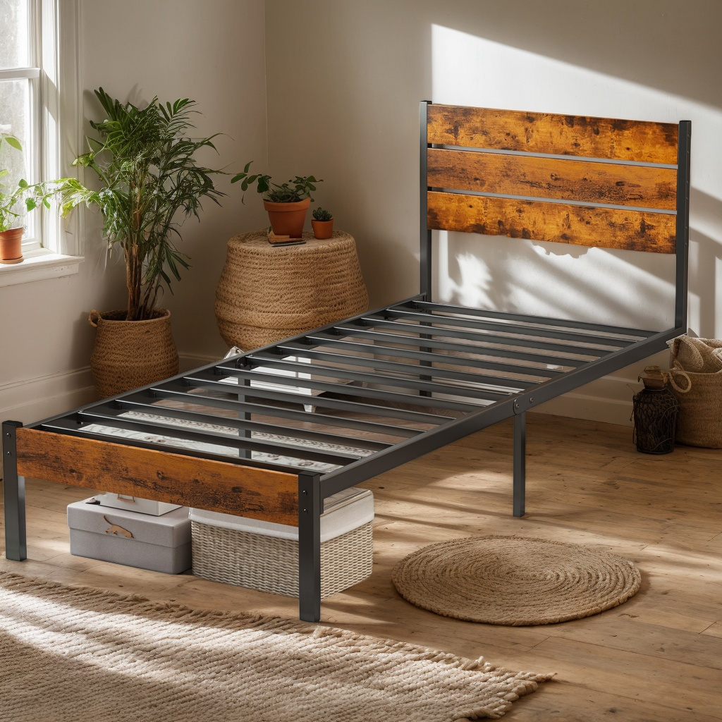 TEMU Modern Bed Frame With Headboard And Footboard - Assembly, Under-bed Storage, Spring - In Queen, Full, And Twin Sizes