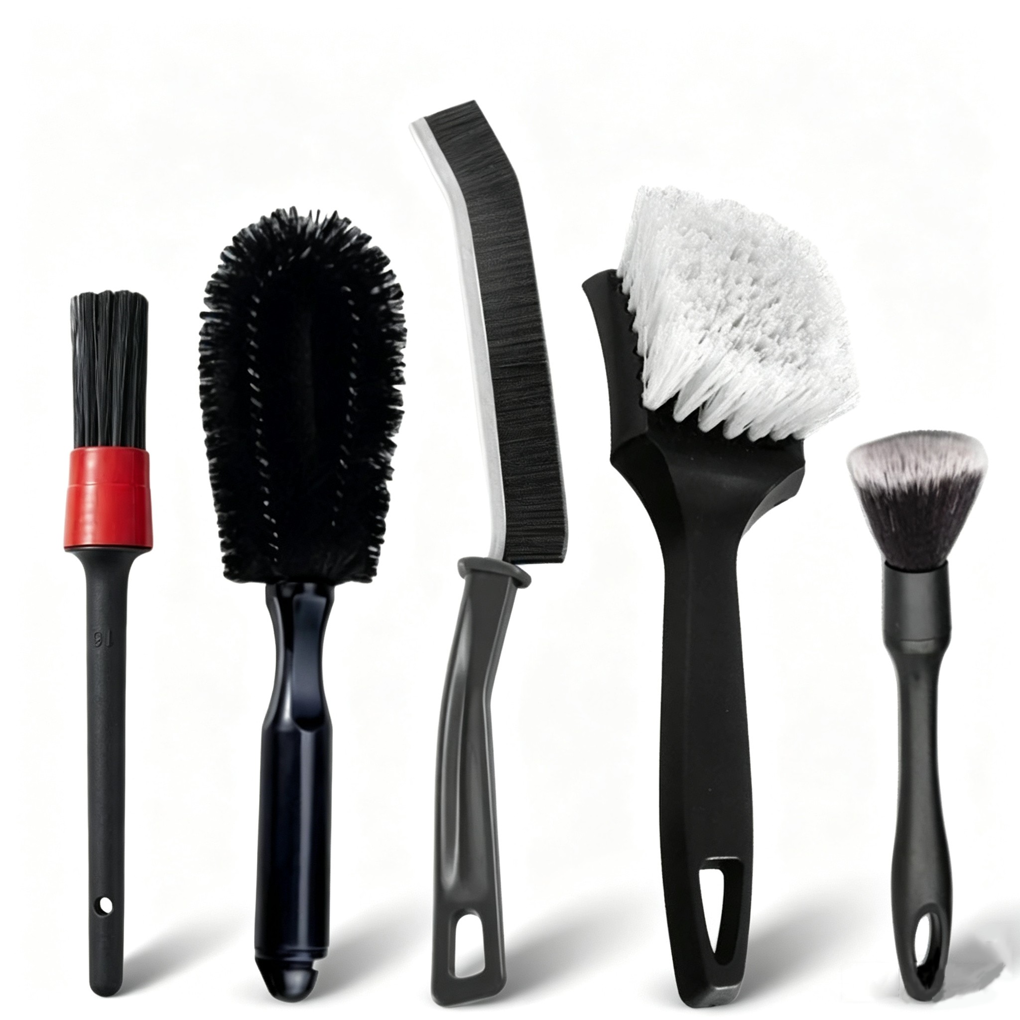 TEMU 5pcs Set Car Wheel Brush Anti-scratch Fiber Deep Cleaning Tire And Car Interior Details Crevice Detailed Brush Tool Set