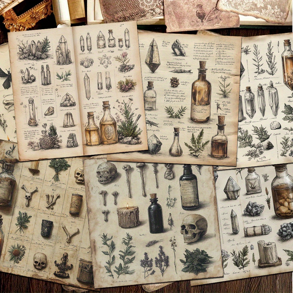 Image of Victorian Vintage : Hand-stitched Amulets/bones/herbs/candles | Weathered Paper Mystical Journal | Dark Magic Spiritual Collection | Gothic Decorative Art