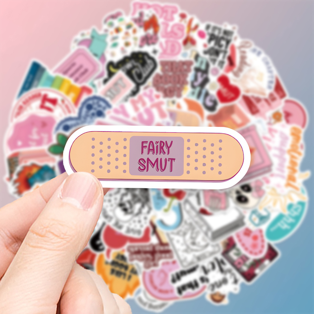 TEMU 56pcs Artistic Book - Themed Stickers: Creative, Literary - Art With Vibrant Hues, Unique Book Designs, And Composition Vinyl Aesthetic Decals -