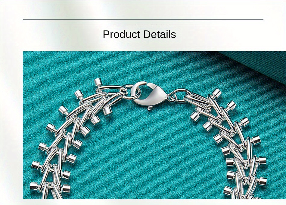 s925 sterling silver   chain bracelet exquisite silver decoration fashionable retro     for   and parties womens trendy charm gift details 1