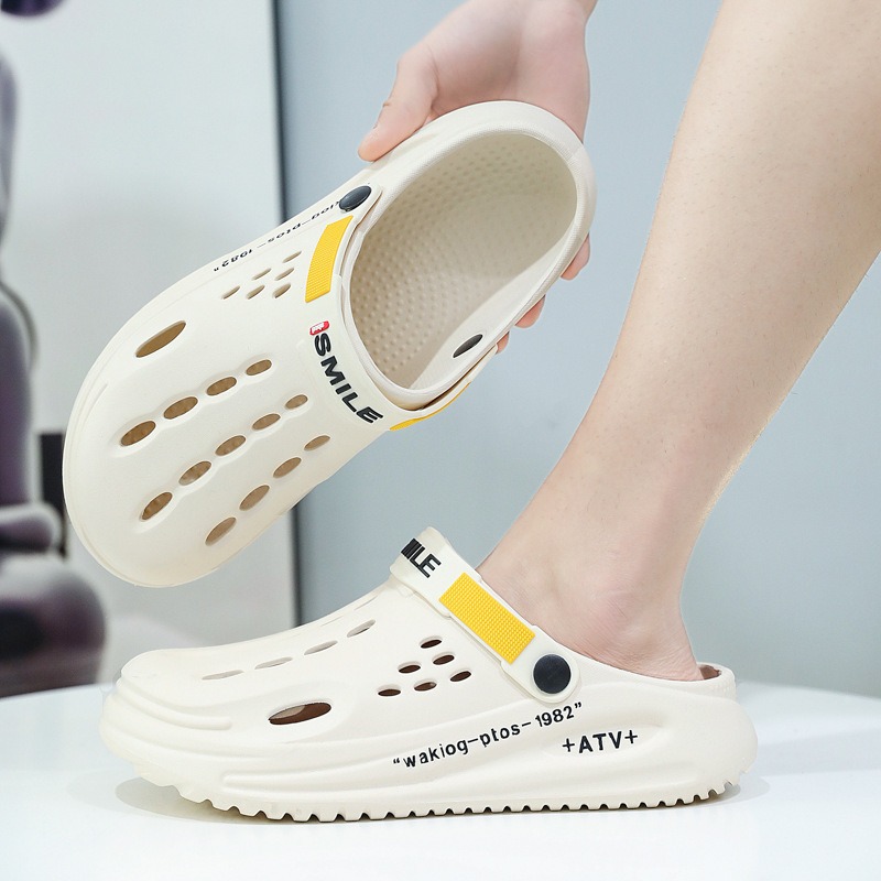 Men's Fashionable Sandals and Slides with a Sporty Letter Pattern Design, Featuring a Non-slip, Breathable, and Reversible Slip-on Style, Suitable for Daily and Outdoor Use