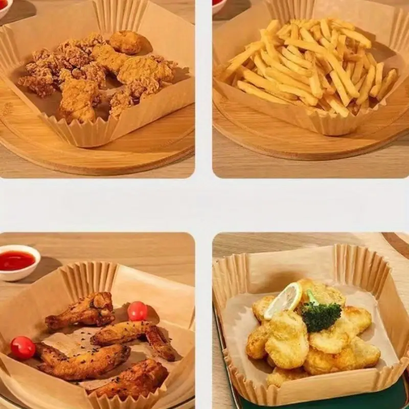 100pcs heavy duty non stick baking sheets oven air fryer liners cookie pizza pastries easy heat distribution kitchen paper mats for baking roasting broiling compatible with ovens air fryers air fryer accessories roasting liner disposable sheets material cooking liners meal preppers Product details 7