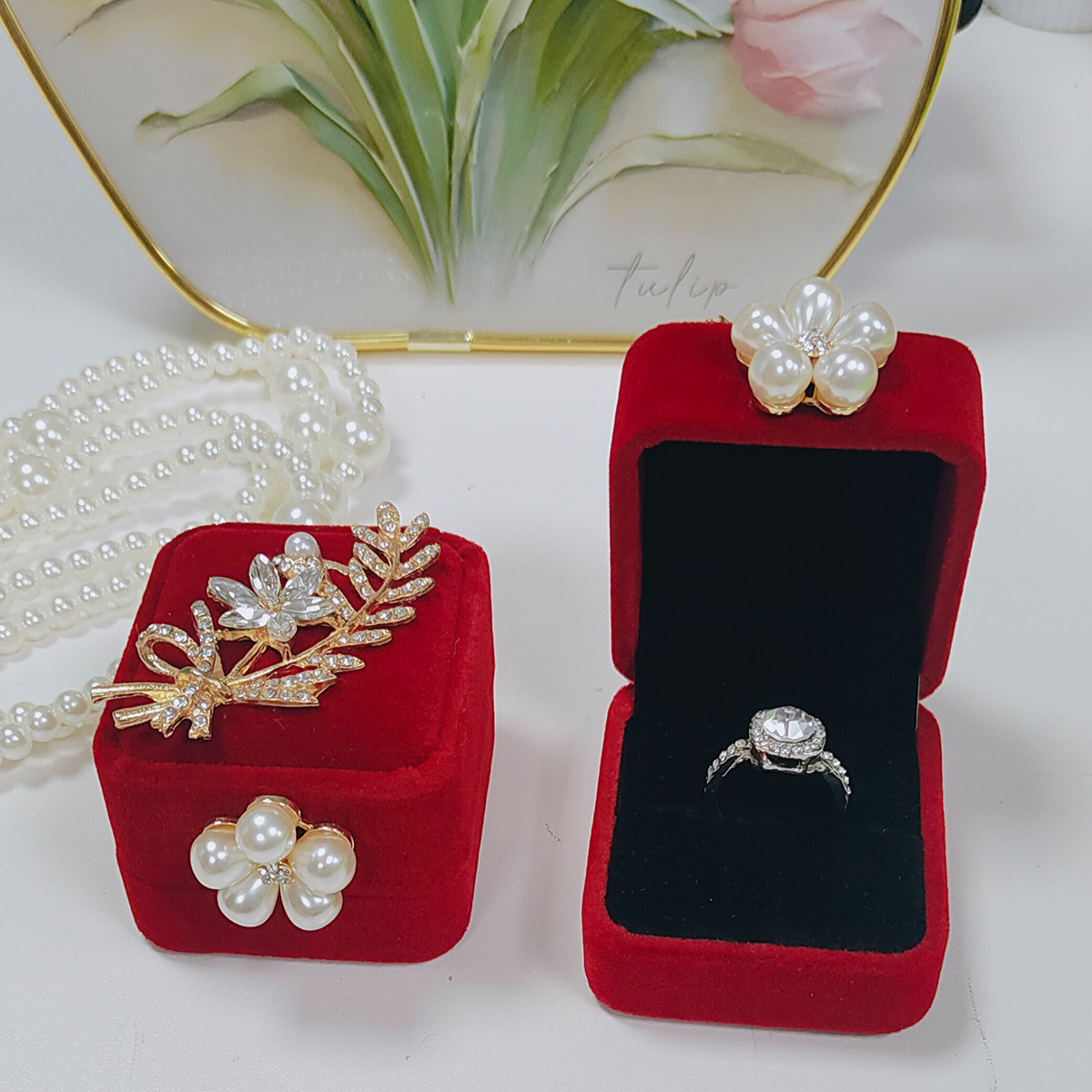 Image of 1pc Wedding Exchange Ring Box Exquisite Proposal Groom And Groom Wedding Pair Ring Box Jewelry Box Valentine's Day Ring Box, Suitable For Christmas, Mother's Day, Birthday Gifts, Jewelry Boxes