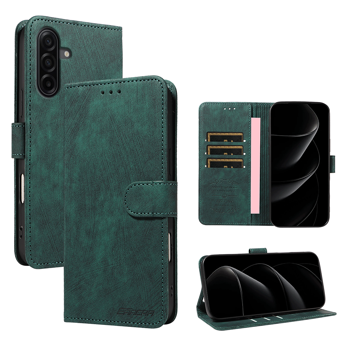 TEMU Phone Case - Women's Fashion Solid Color Flip Faux Leather Case For Galaxy A17/galaxy M07/galaxy M17 3 Card Slots Cash Pocket Kickstand