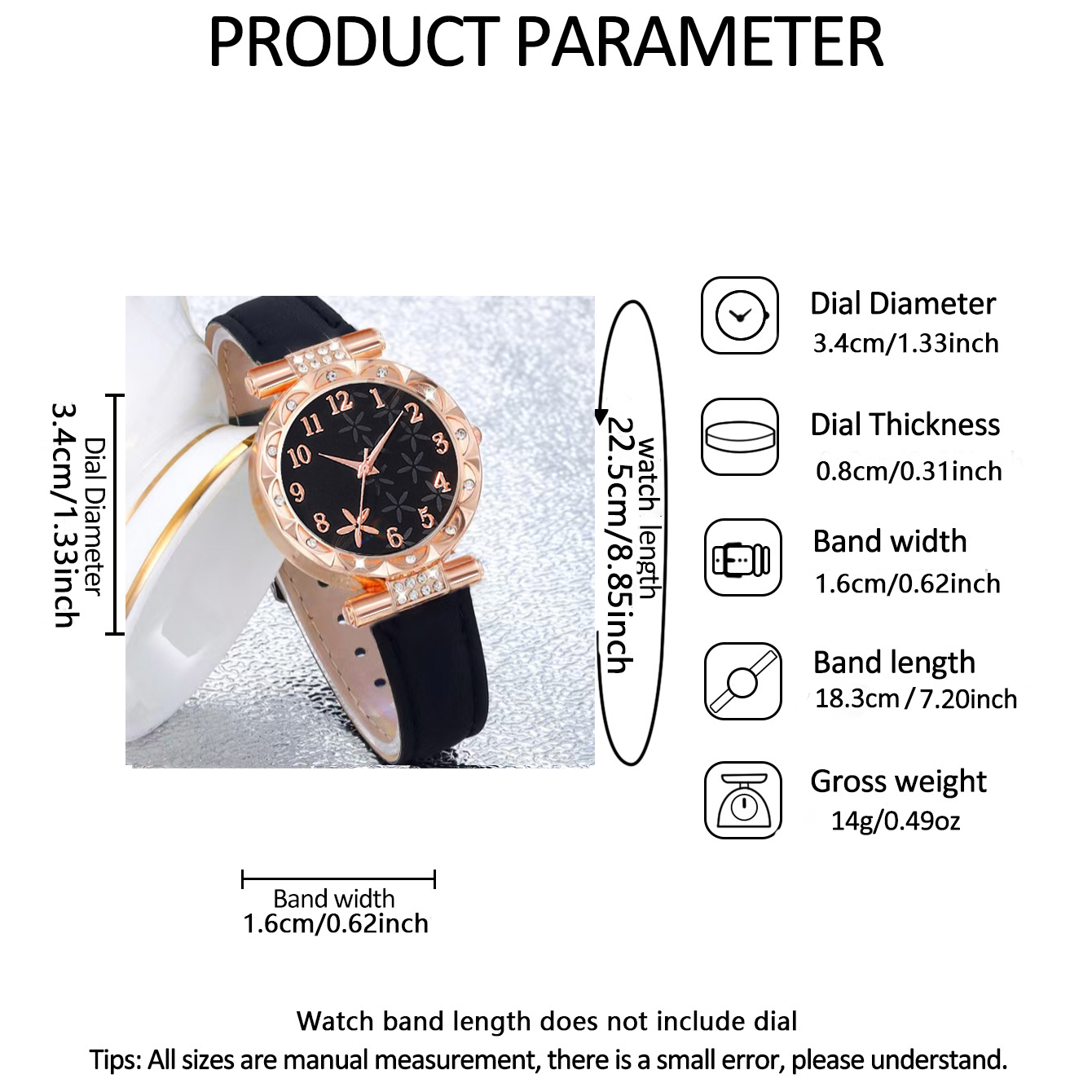 6pcs Women's Luxury Quartz Watch & Matching Set - Elegant Watch with Strap, Bracelet, Necklace, Earring Suitable for Easter, Ramadan, Valentine's Day Gift - Stylish Quartz Watch for Parties, Weddings, Daily Wear