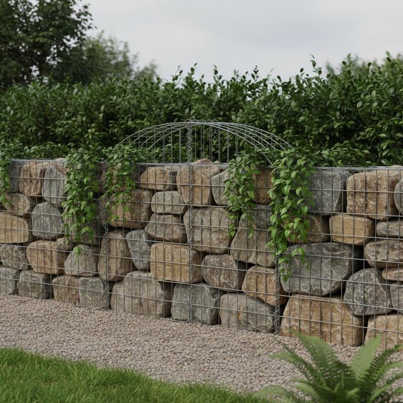 【2d Flat】 [2d Flat] Decorative Fence Gabion With High Arch 200x30x60/80 Cm Galvanized Iron