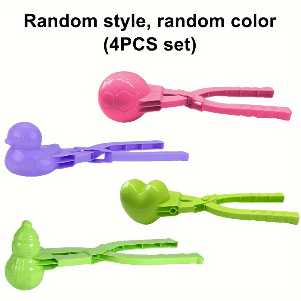 

4pcs Plastic Set, Snow Shovels For Snowball , Heart, Duck, Snowman Molds, Outdoor Tools, With Assorted Styles & Colors