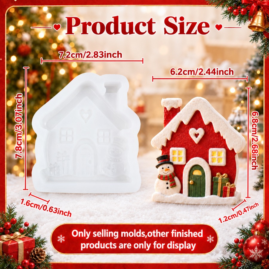 TEMU Clay Mold: Christmas Ornament Silicone Mold, Embossed Snowman Gift Design, Reusable, Easy To Demold. Suitable For Making Items From Concrete,