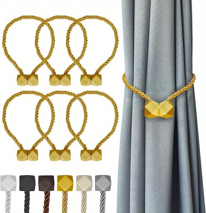 6 Pack Heavy Duty Magnetic Curtain Tiebacks - Strong Magnet Holdbacks for Thick Or Thin Curtains, Living Room, Bedroom, Office, Kitchen - Modern Window Drapes Clips (6 Pack), Living Room Curtain Holders, Modern Design, Durable Construction