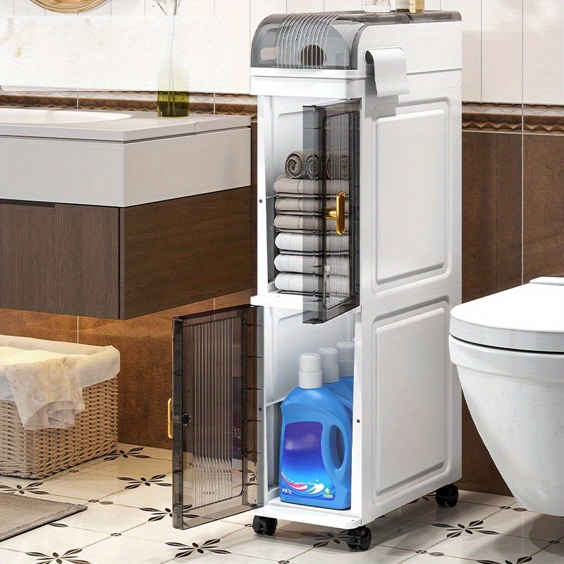 1   armário de armazenamento para   estreitos, armário impermeável para banheiro, prateleira de armazenamento para cozinha com tampa detalhes 2