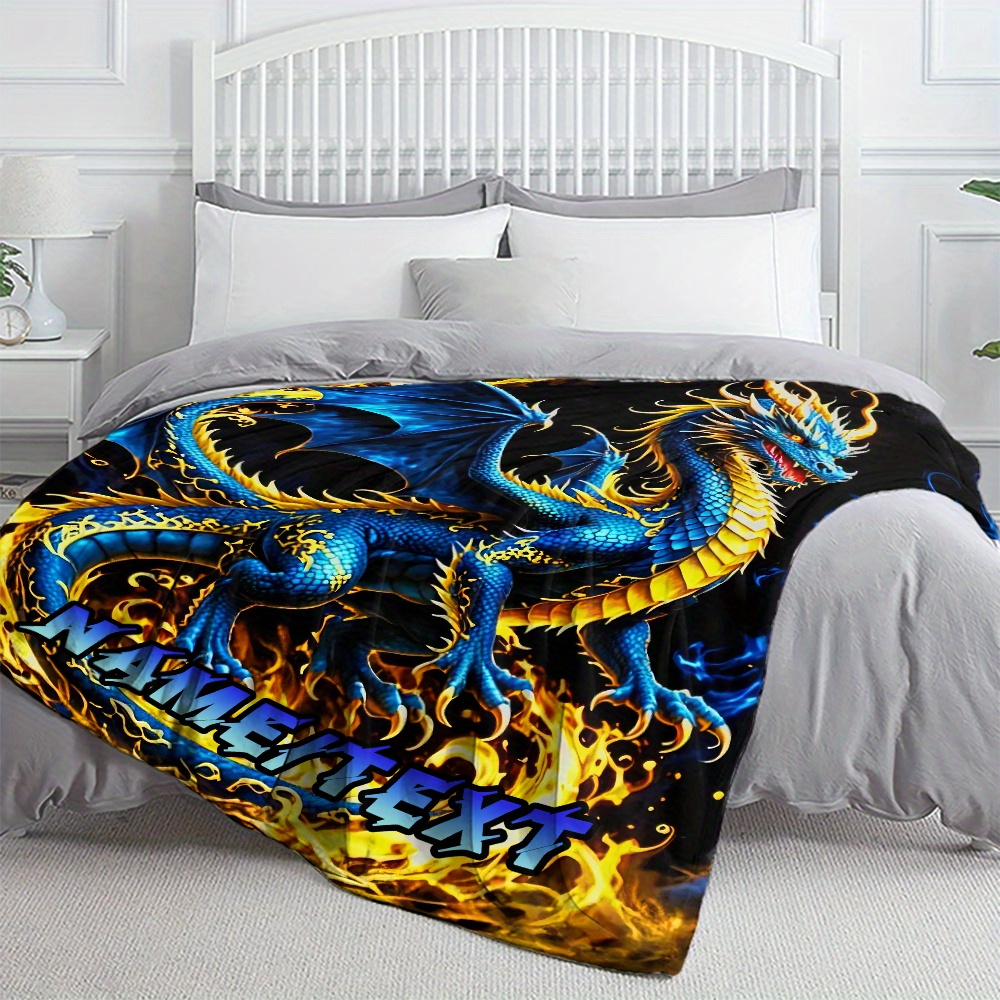 TEMU Custom 1pc Custom Name Pattern Blanket - Lightweight Flannel Throw For Sofa, Bed, Travel, Livingroom, Office, Couch And Bed - Digital Printing