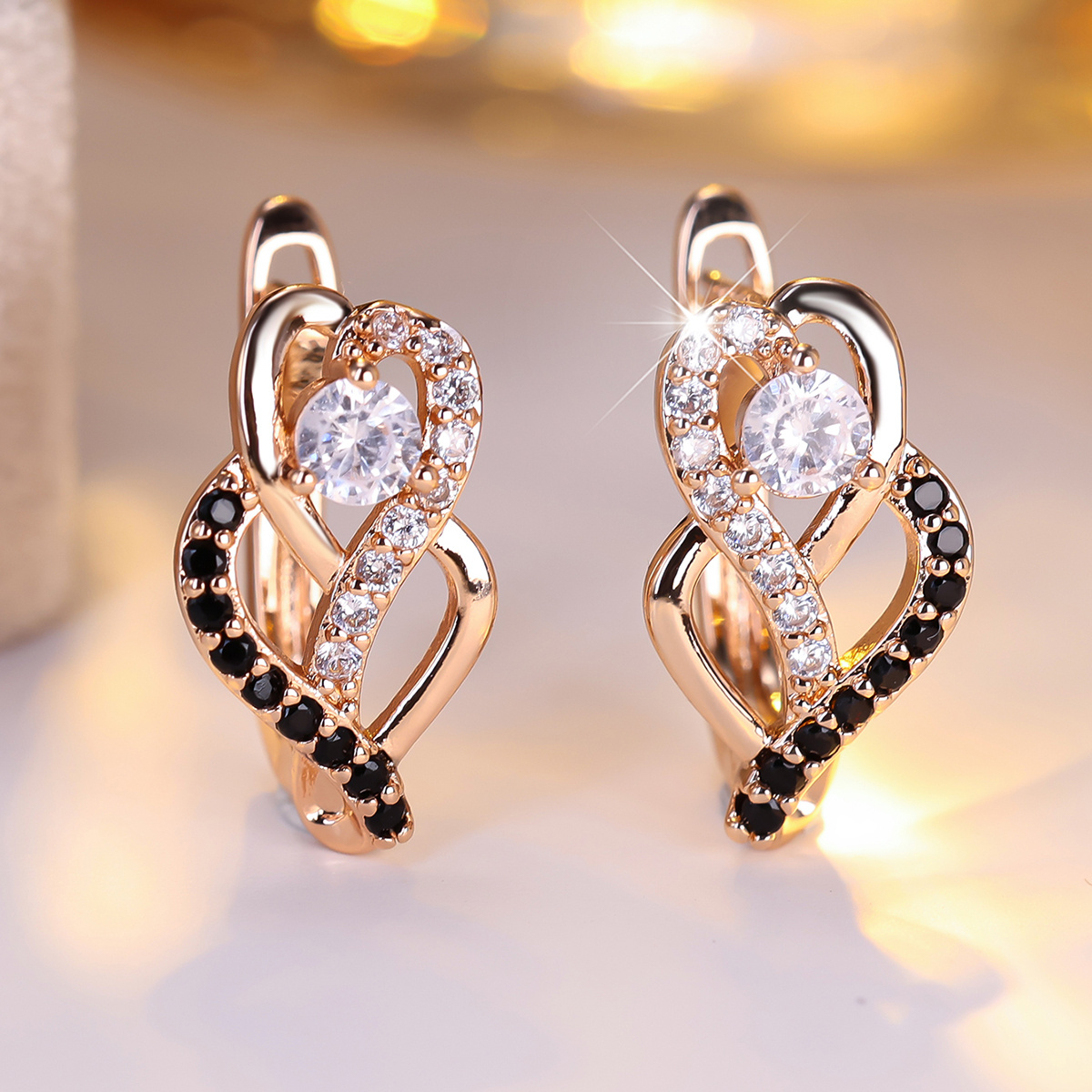 TEMU Angol A Pair Of Exquisite Women's Hoop Earrings Inlaid With Synthetic Synthetic Zirconia, Featuring A Fashionable And Style, Elegant For Daily ,