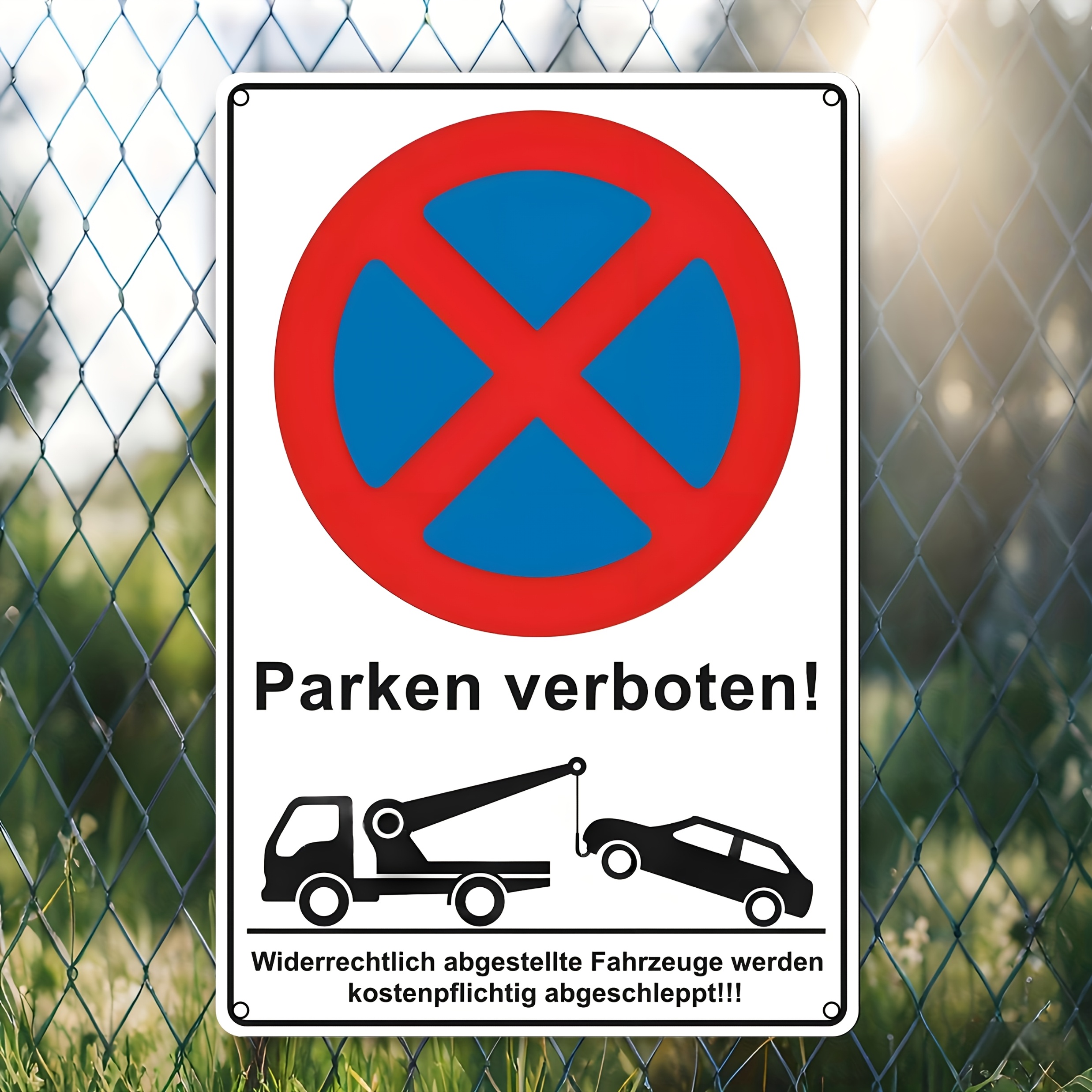 E-shop 2D-Flach, 2D-Flach Vintage Eisen-Schild „Kein Parken“ – 8x12 Zoll Rahmenloses Metallschild mit deutschem Text Illustration, geeignet für