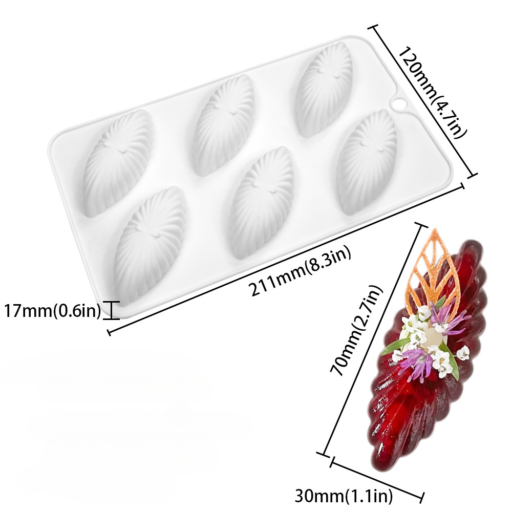 1pc Elegant 6- Silicone Shell Mold For Chocolate, & Mousse - Diy Baking And Decorating With Detailed Shell Designs, Perfect For Creative Dessert Presentation