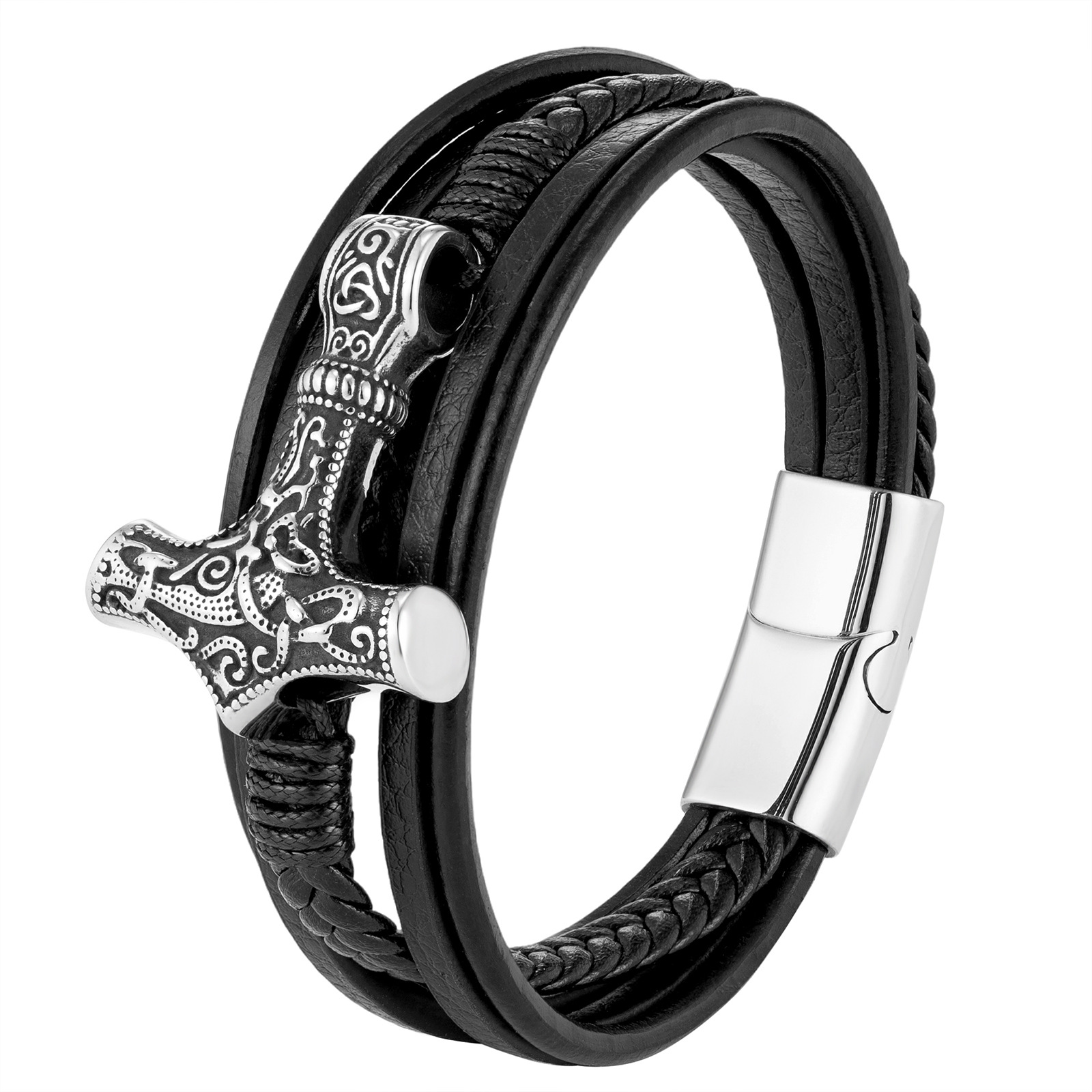 Leather Braided Bracelet Men's Jewelry