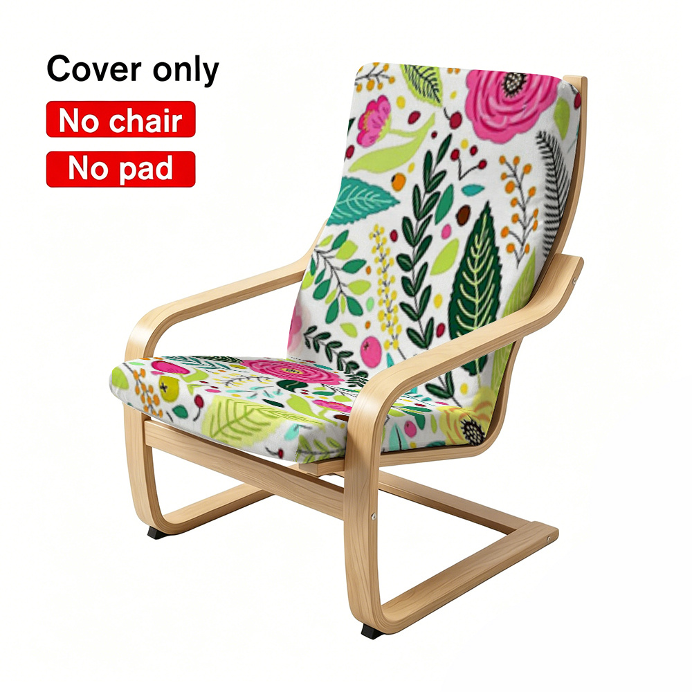 TEMU 1 Housse de fauteuil inclinable 2D à imprimé floral et feuilles éclatantes, compatible avec la housse de protection de coussin de chaise , motif