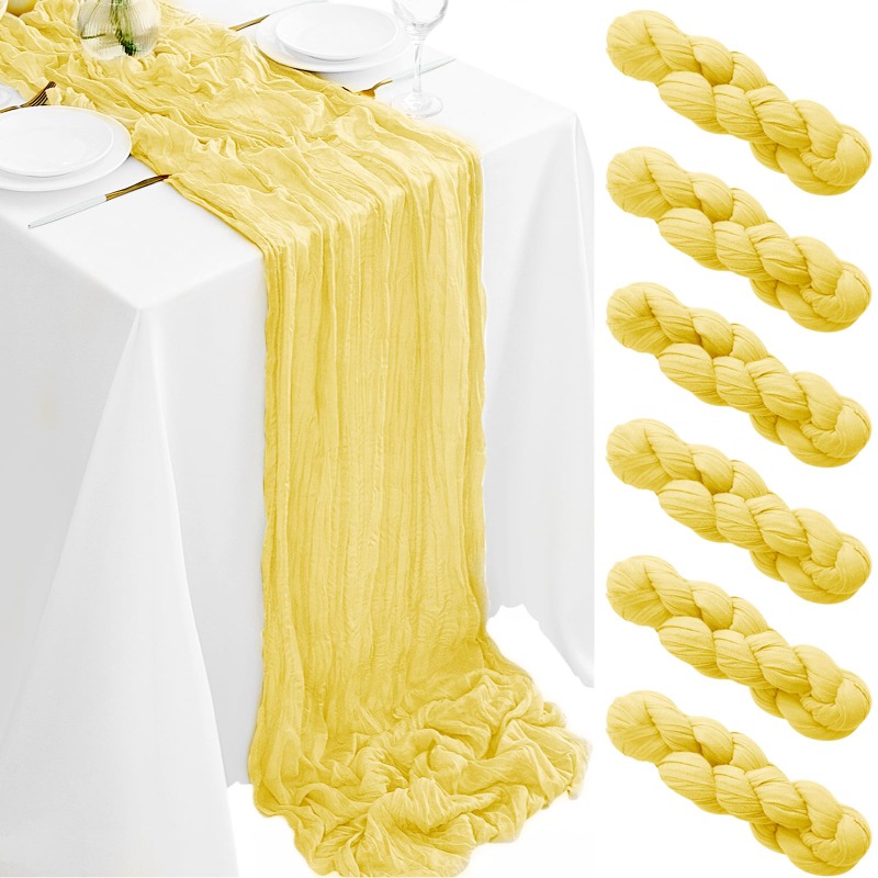 TEMU Lot de 6 de Table en Tissu de Fromage Jaune 35X120Pouces Printemps Pâques Chemin de Table en Tissu de Fromage 10FT Boho Gaze de Table Rustiques