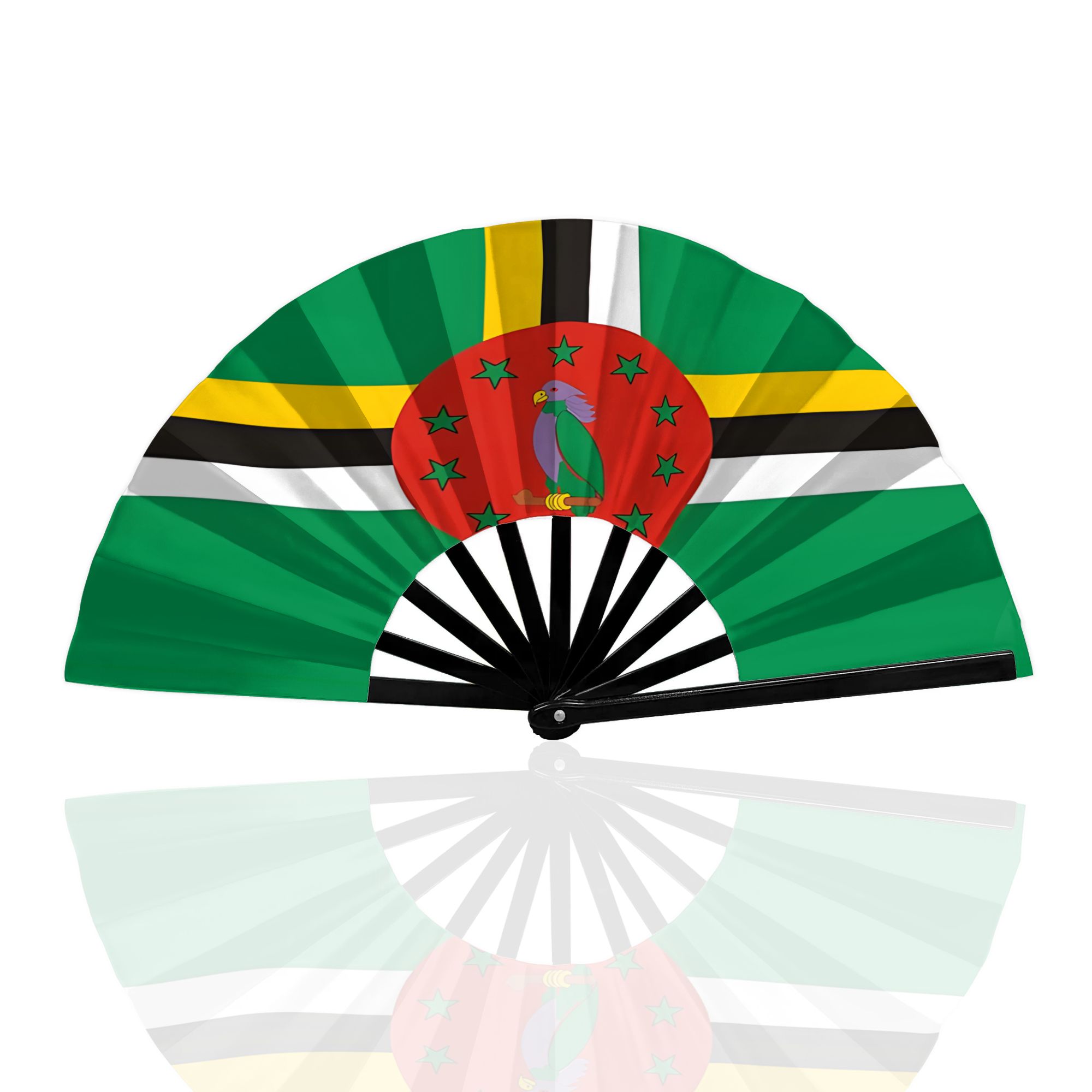 TEMU Dominica Flag Classic Parrot Pattern Print Classic Folding Fan Lightweight Daily Accessory 2d Print Design, Without Battery