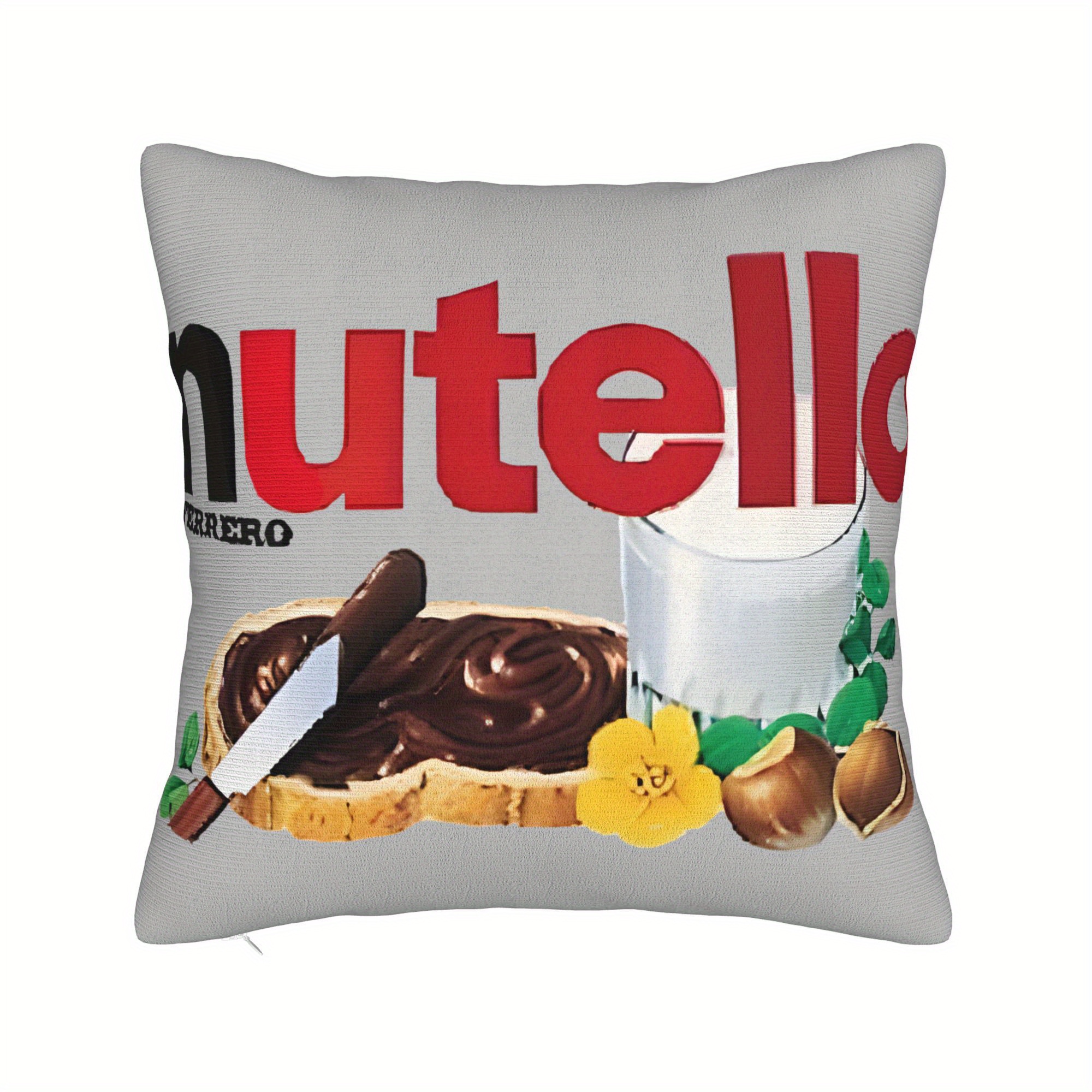 

1pc Nutella Style Polyester Throw Pillow Cover, Machine Washable, Zipper Closure, Woven Decorative Cushion Case For Home, Office, Car, Farmhouse - 100% Polyester, Cores Not Included