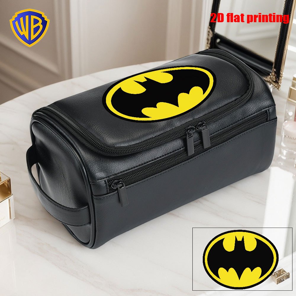 TEMU 1pc Batman Black Travel Toiletry Bag, Durable Dopp Kit For Men With Multi Pockets, Bathroom Shaving Bag, Compact Cosmetic Organizer For Business