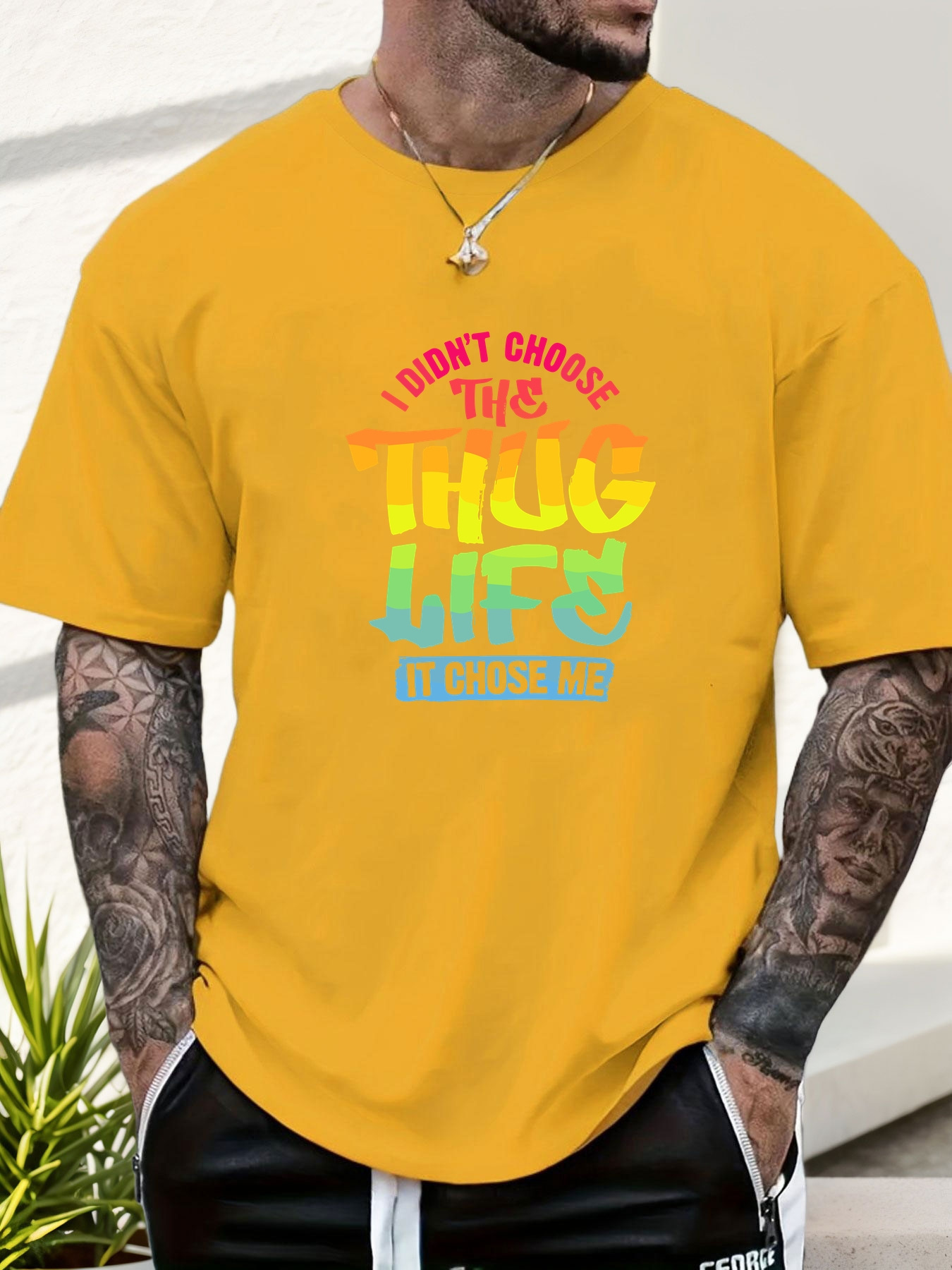 mens didnt choose thug life graphic t shirt vibrant - Temu Mauritius, image size:800x1067