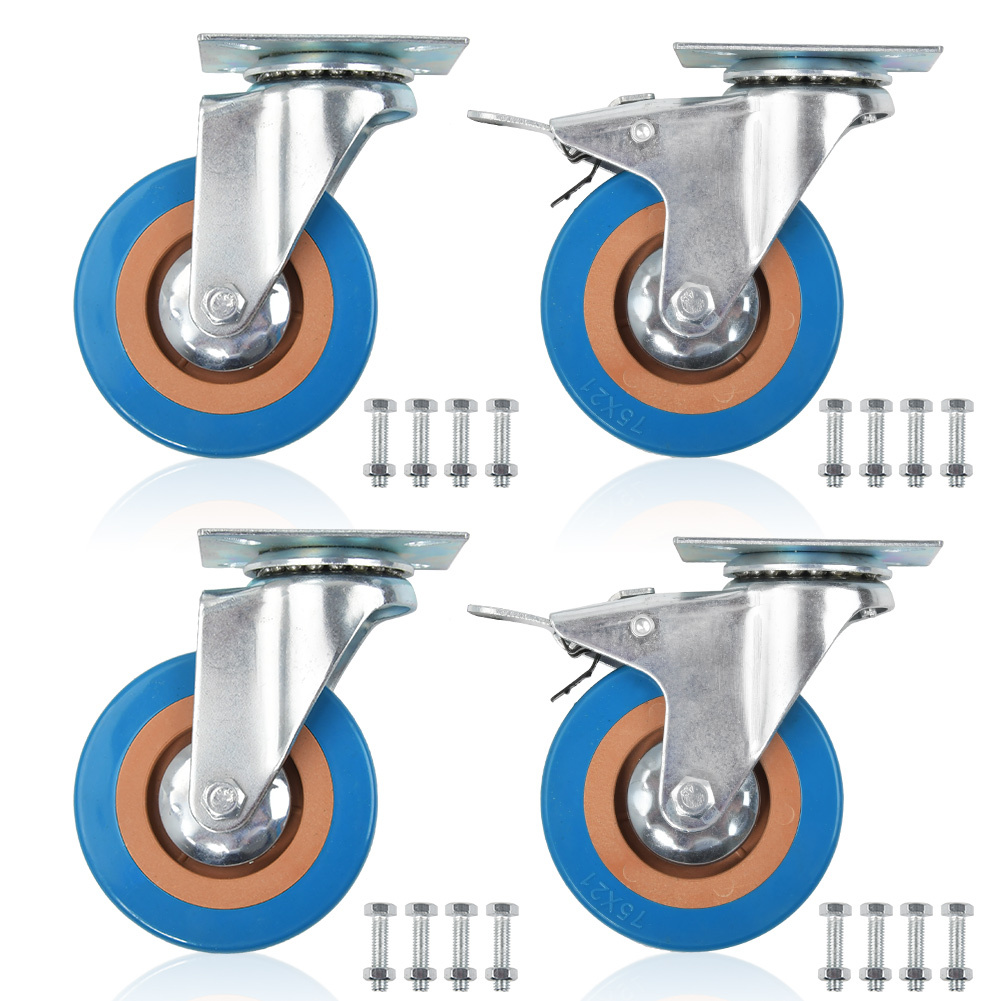 4pcs Heavy Duty 75mm Swivel Castor Wheels Trolley Furniture Caster