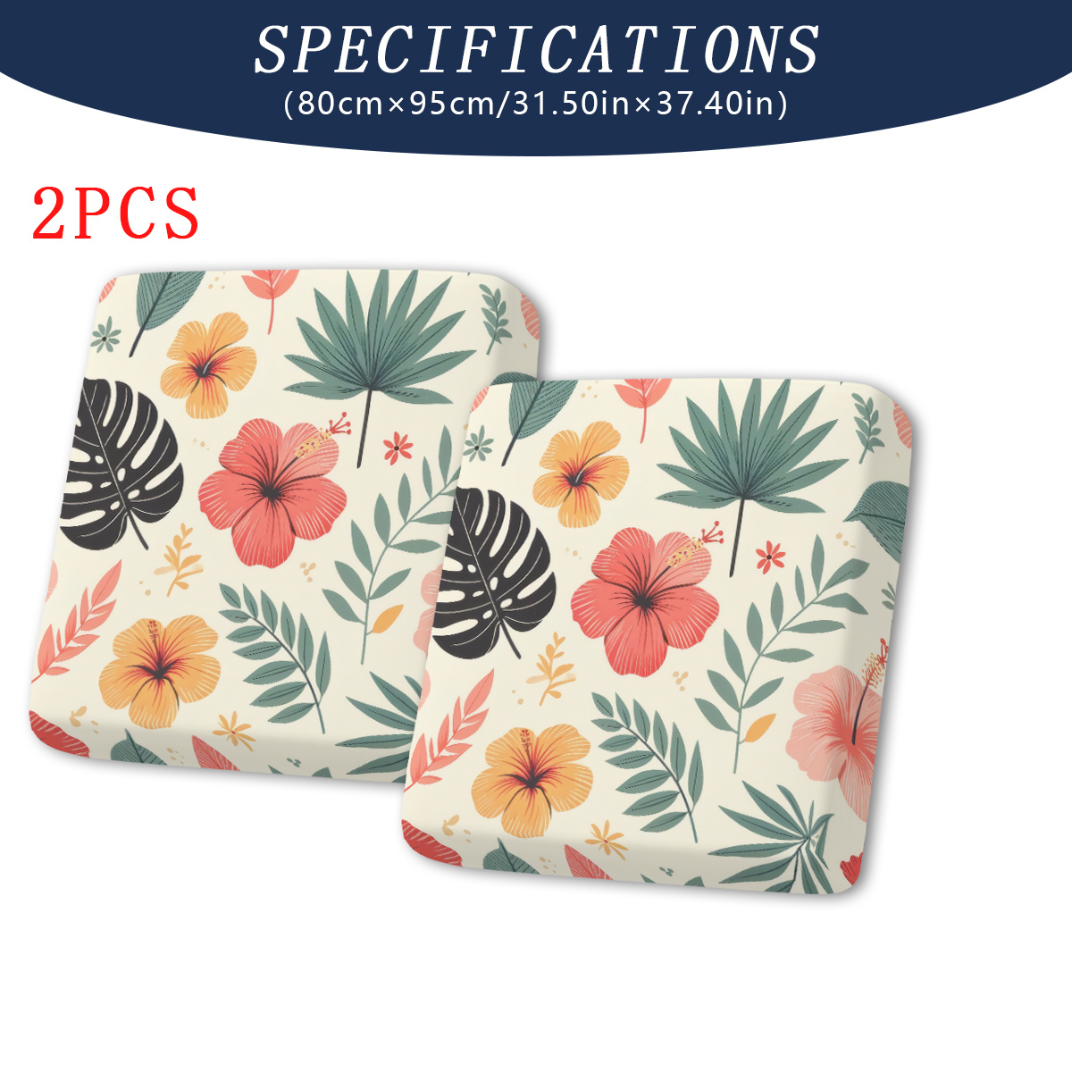 TEMU Juego de 2/6/8 Fundas para Sofá de Jardín Tropical con Vibrantes Diseños de Flores de para Exteriores | Fundas Elásticas para Sofá de Interior