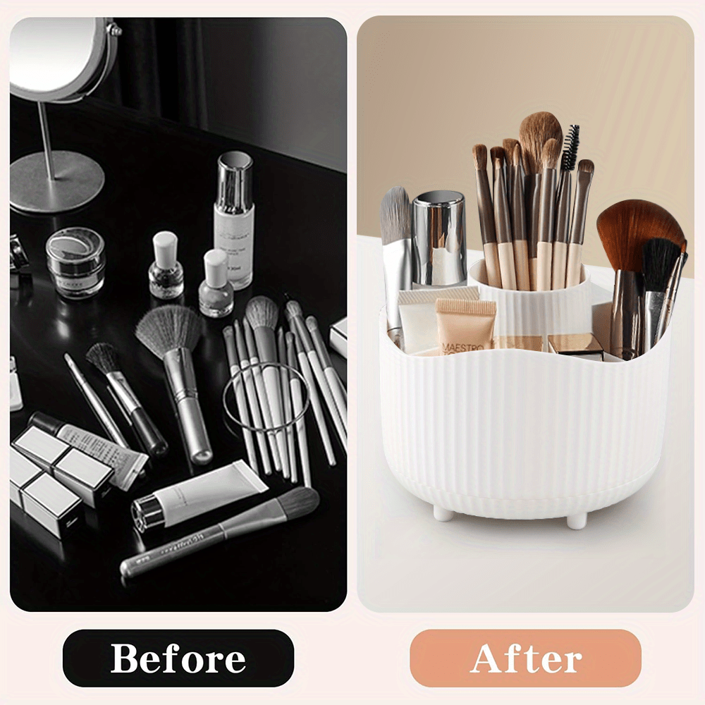 360 rotating cosmetic organizer large capacity makeup storage case with multiple compartments for brushes eyebrow pencils eyeshadow stationery durable plastic ideal for   use 9pcs style options makeup vanity desk   sturdy construction storage trunks Product details 2